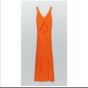 Zara limited edition orange cut out dress